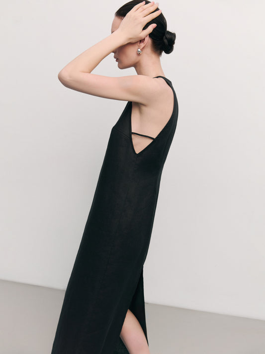 black linen dress